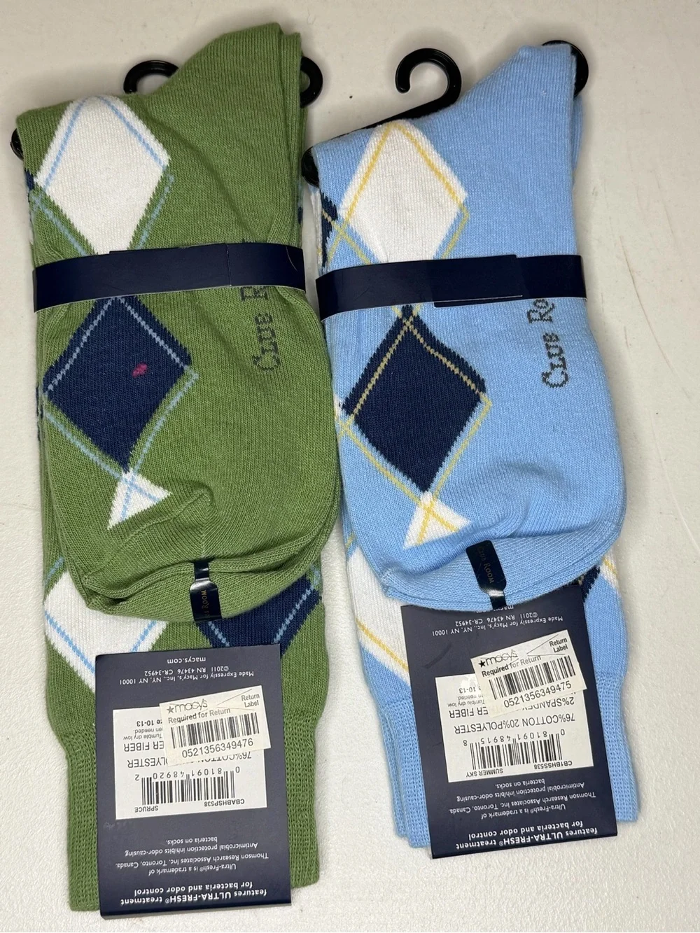 Club Room Argyle Dress Socks in Green & Light Blue